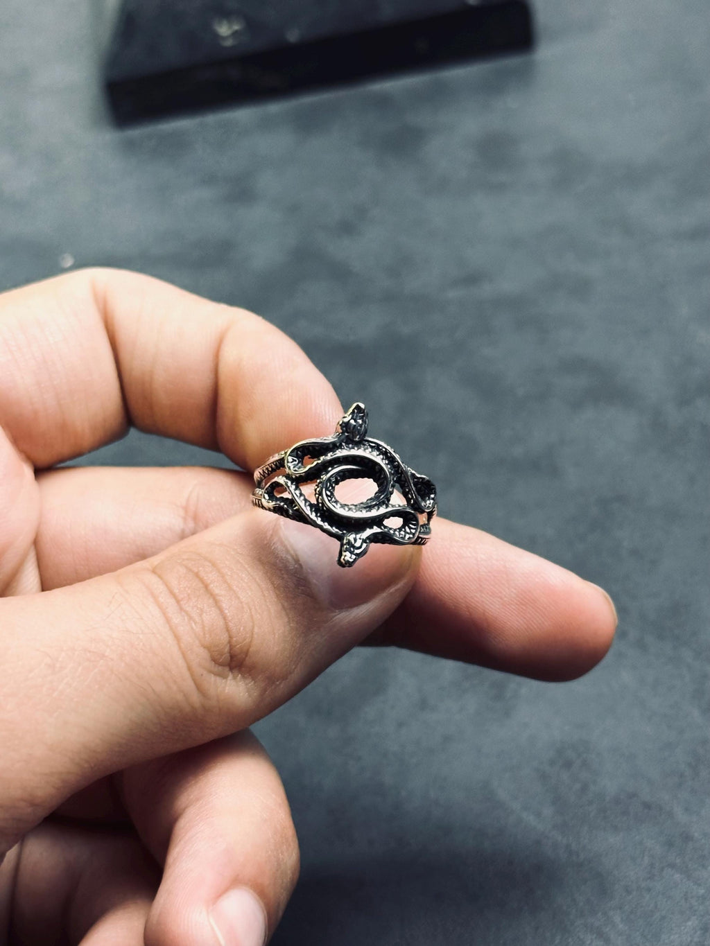 Sterling Silver Snake Ring, Vintage Animal Design (Adjustable Size)