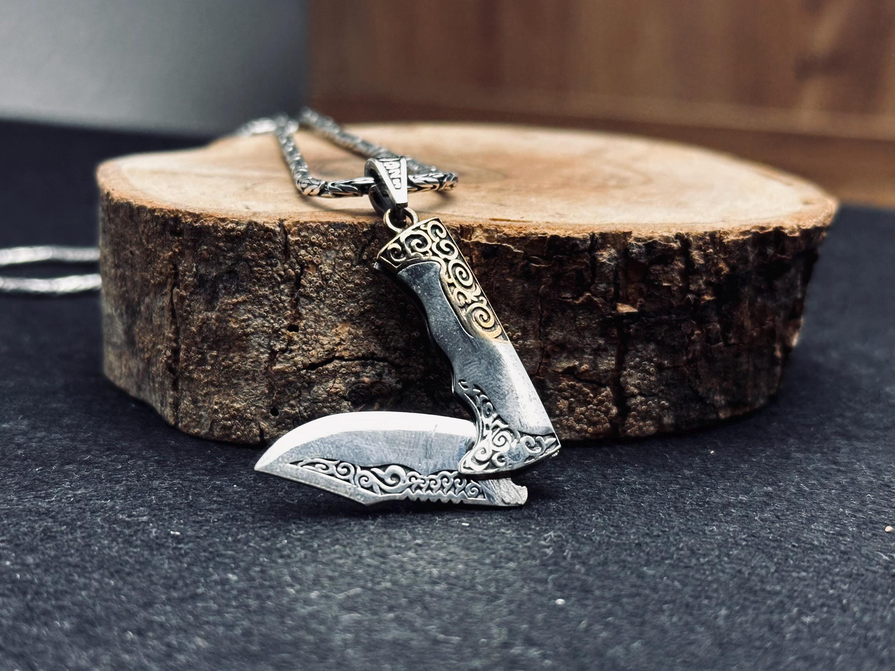 Sword Pendant Necklace: Sterling Silver Medieval Charm (Double-Sided)