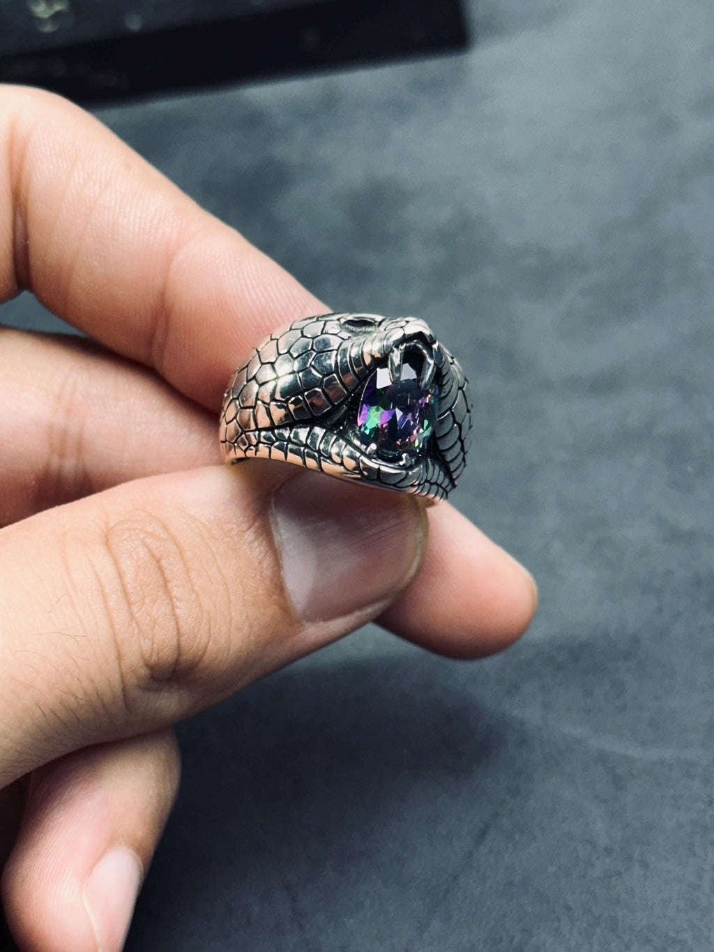 Snake Ring: Mystic Topaz Stone - Handmade Sterling Silver