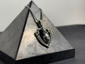 Wolf Head Shield Necklace: Sterling Silver Layered Pendant