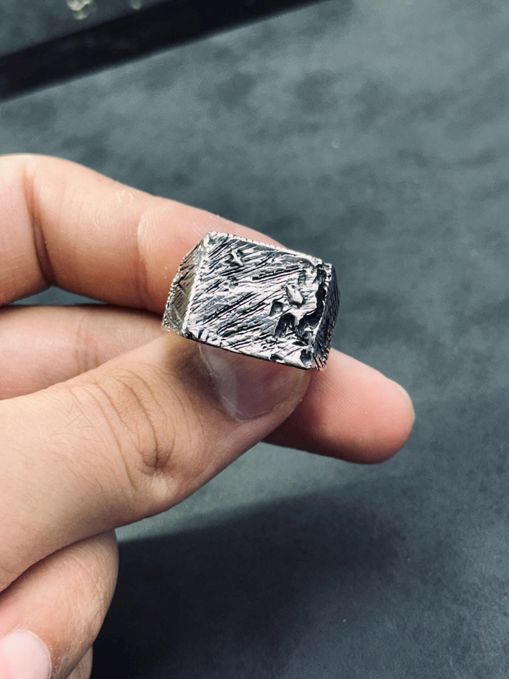 Bark Band Ring: Rustic Tree Texture (Sterling Silver)