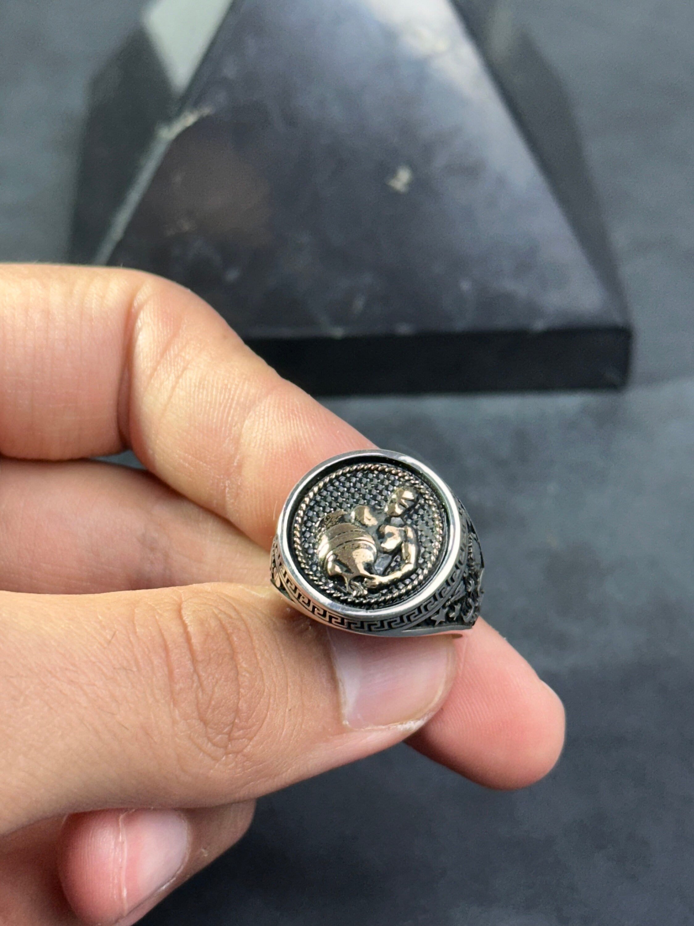 Sterling Silver Aquarius Ring - Zodiac Astrology Jewelry