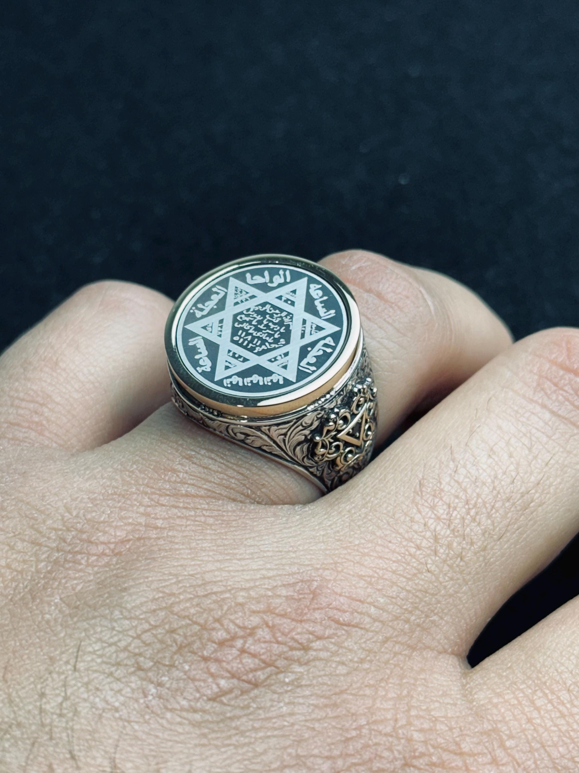 Sterling Silver Ring: Seal of Solomon Design - Handmade Spiritual Jewelry