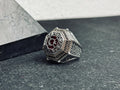 Red Stone Moon Star Ring, 925 Sterling Silver, Turkish Handmade Jewelry