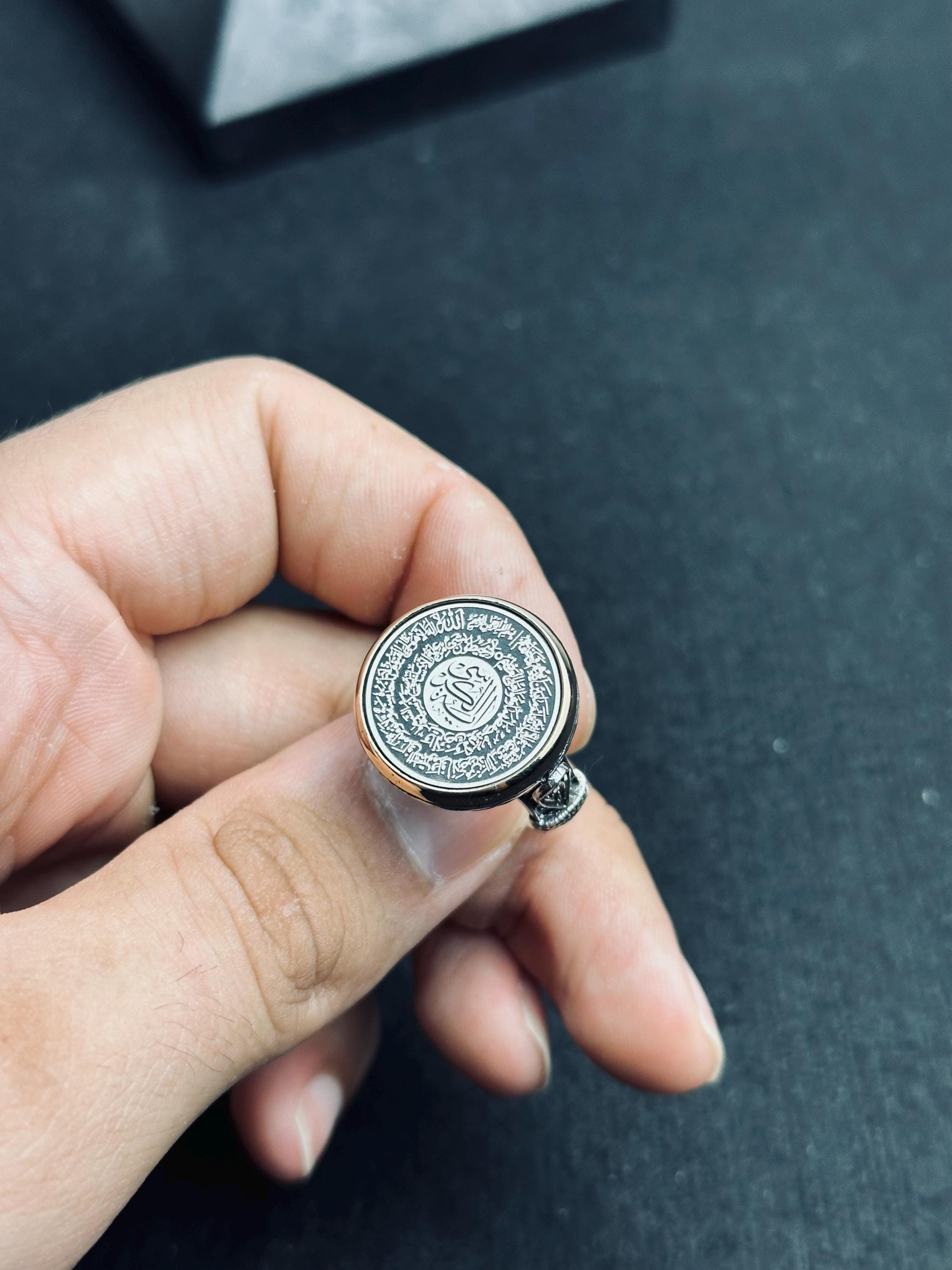 Sterling Silver Ring: Arabic Calligraphy Design - Handmade Unisex Jewelry