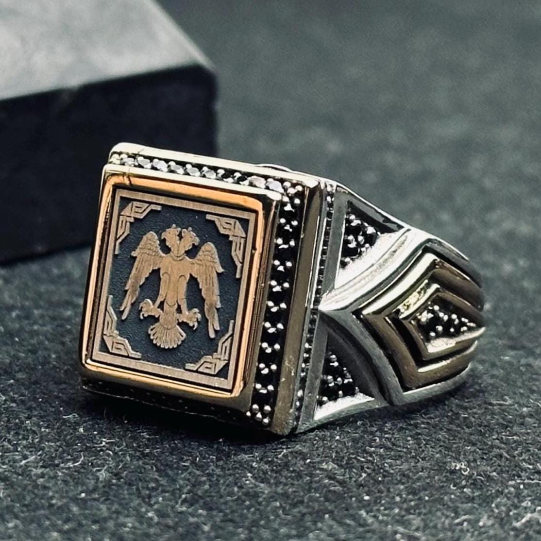 Double Headed Eagle Ring: Ottoman Inspired Jewelry (Handmade Sterling Silver)