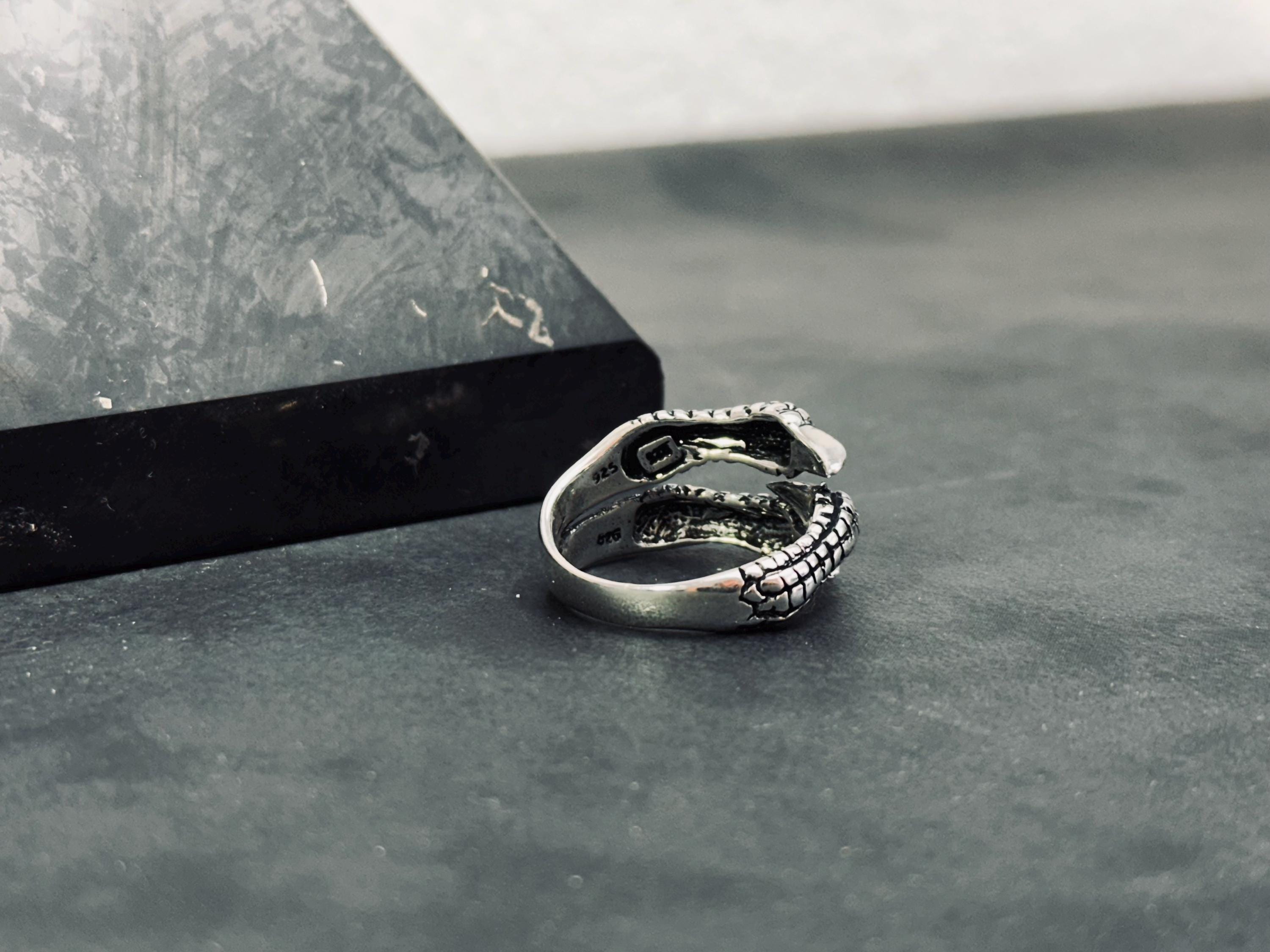 Men's Sterling Silver Claw Ring, Bold Artisan Style (Adjustable)
