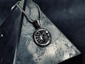 Silver Skull Moon Necklace: Gothic Jewelry (Pendant with Chain)