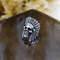 Indian Chief Skull Ring - Sterling Silver Men's Statement Jewelry