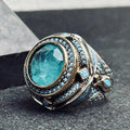 Men's Sterling Silver Ring, Blue Paraiba Tourmaline (Bold Statement)