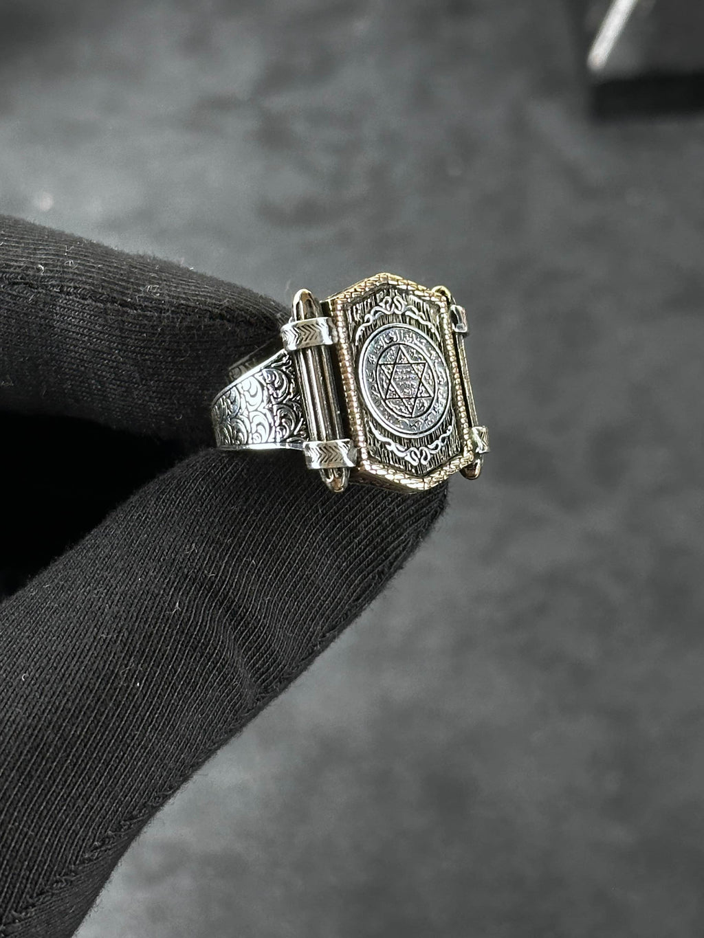 Seal of Solomon Sterling Silver Ring - Spiritual Protection Design