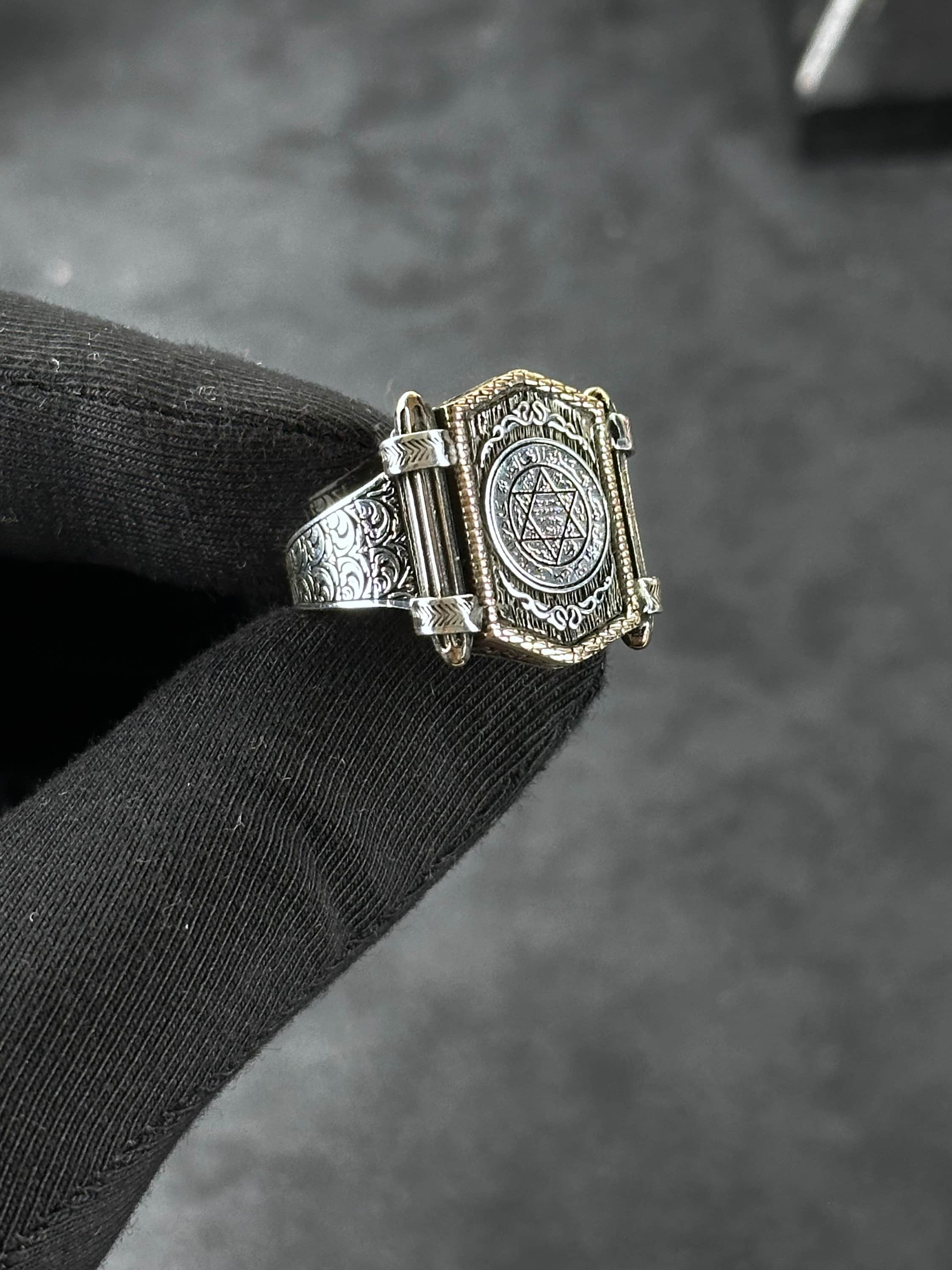 Seal of Solomon Sterling Silver Ring - Spiritual Protection Design
