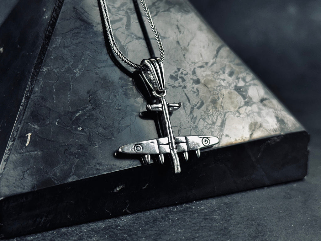 Silver Warplane Necklace - Handmade Military Airforce Pendant