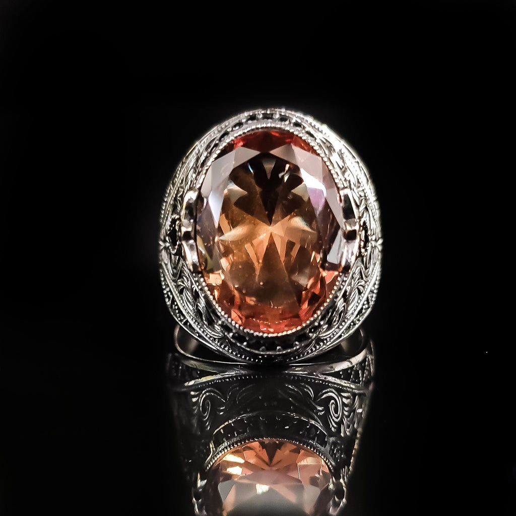 Sterling Silver Ring: Sultanite Gemstone - Handmade Abstract Design