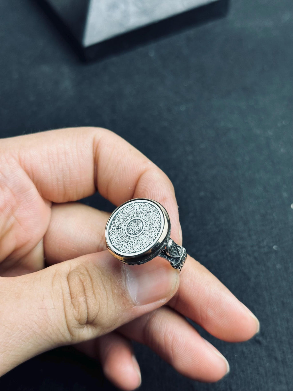 Silver Statement Ring: Surah Inshirah Engraving (Sterling, Handmade)