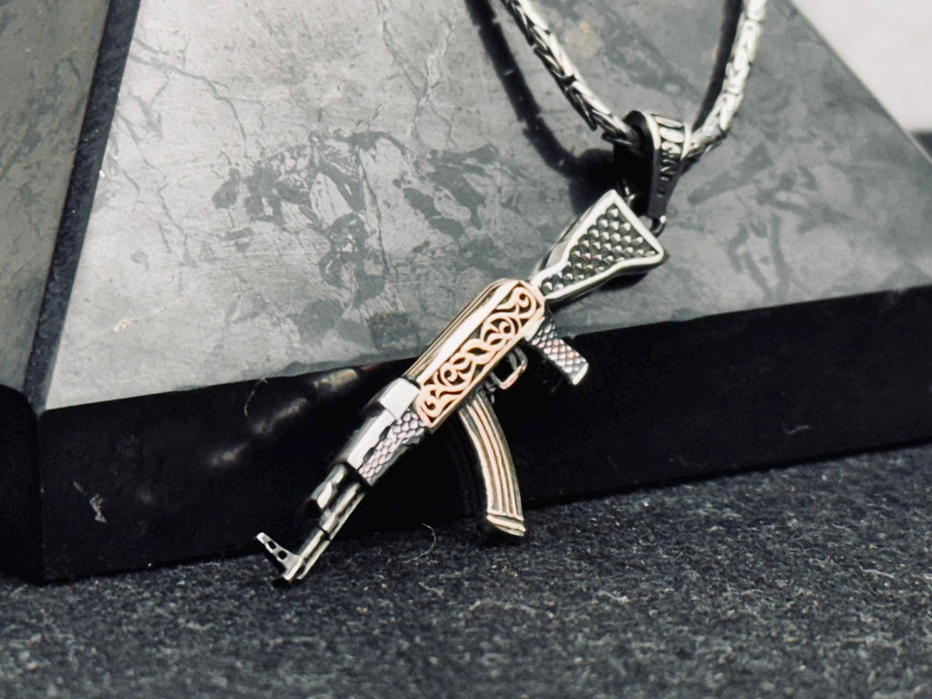AK47 Pendant Necklace: Bold Sterling Silver (Men's Statement Jewelry)