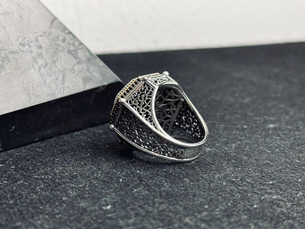 Red Stone Moon Star Ring, 925 Sterling Silver, Turkish Handmade Jewelry