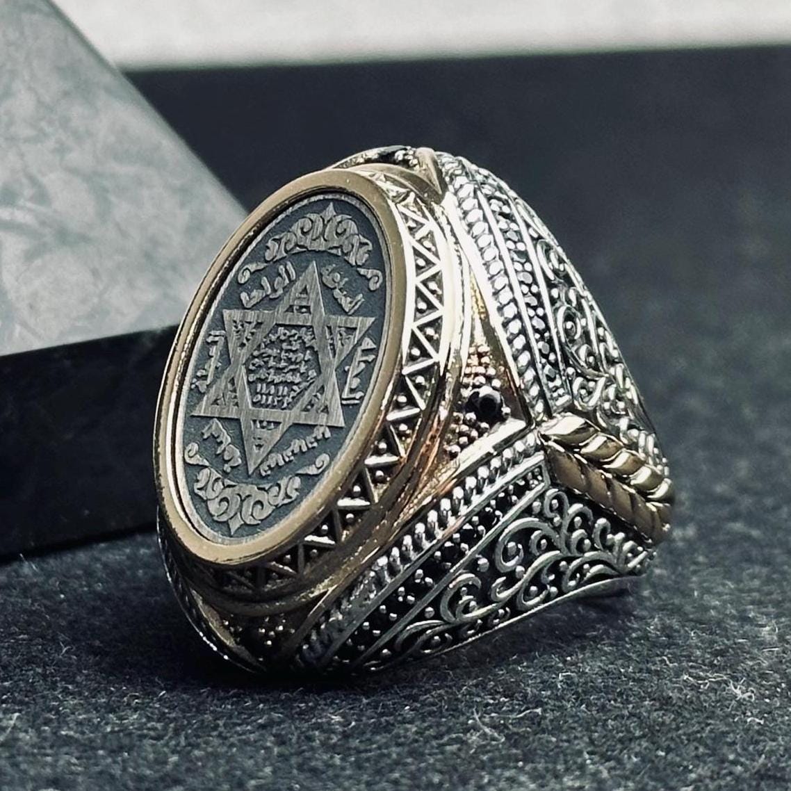 Mystic Sterling Silver Ring, Seal of Solomon Hexagram (Unisex)