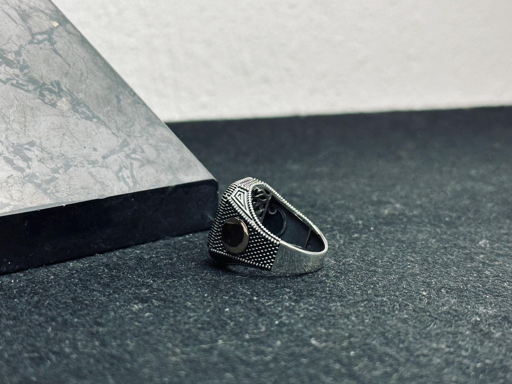 Men's Tiger's Eye Ring, Sterling Silver Square (Handmade Vintage Style)