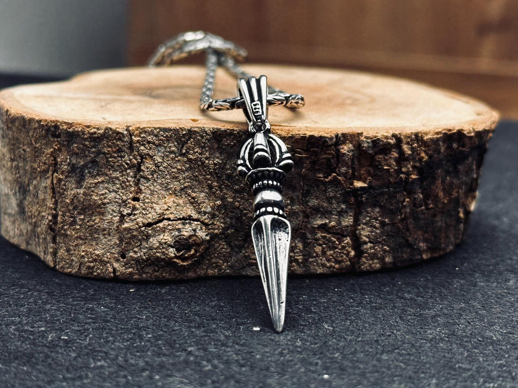 Dainty Silver Sword Necklace - Gothic Dagger Pendant Unisex