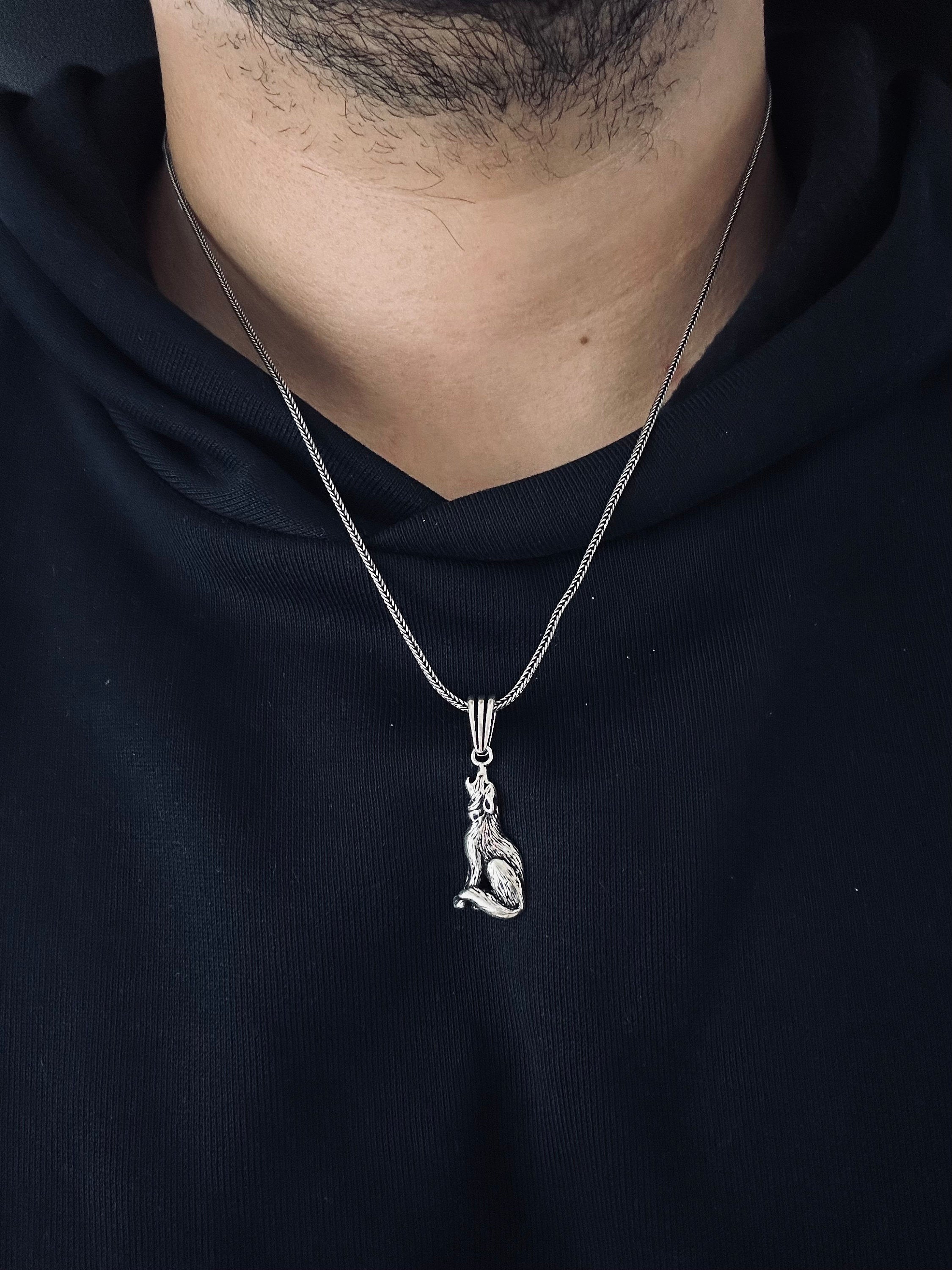 Wolf Pendant Necklace: Silver Handcrafted Jewelry (Multiple Chain Lengths)
