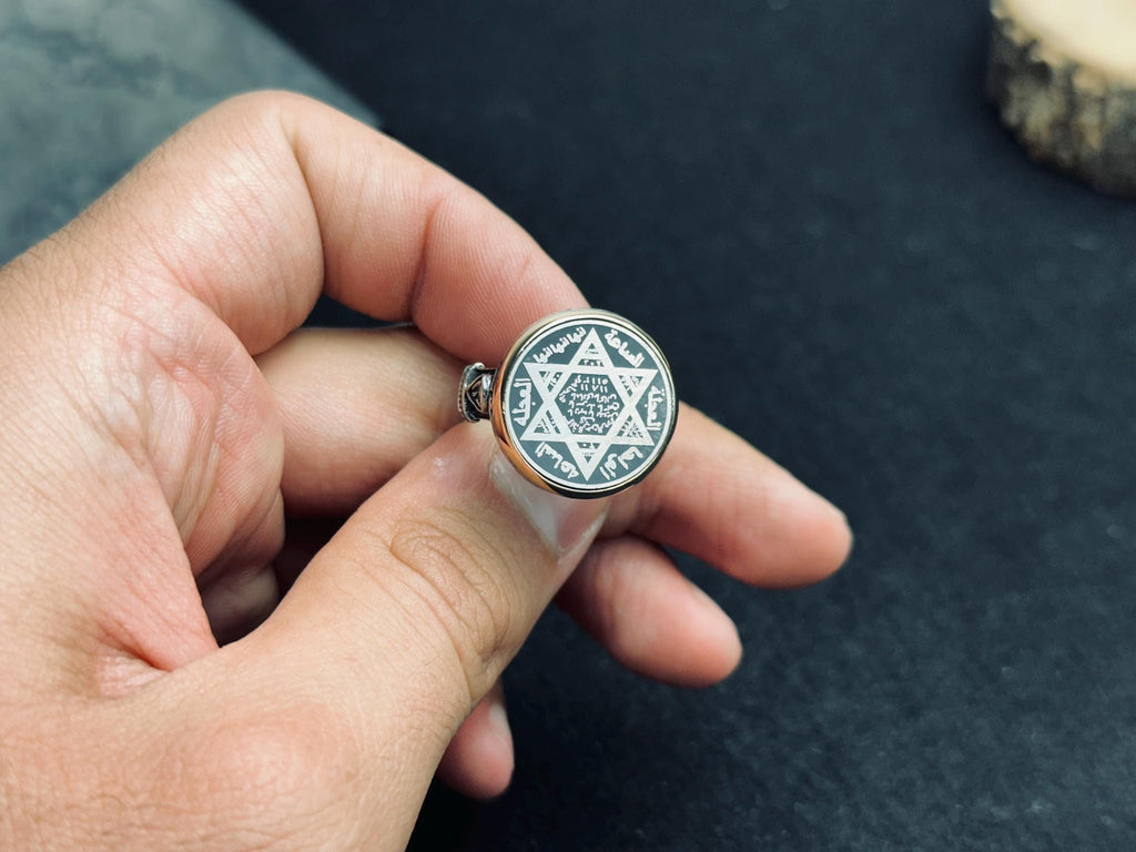 Solomon Seal Ring: Sterling Silver Islamic Talisman - Handmade Design