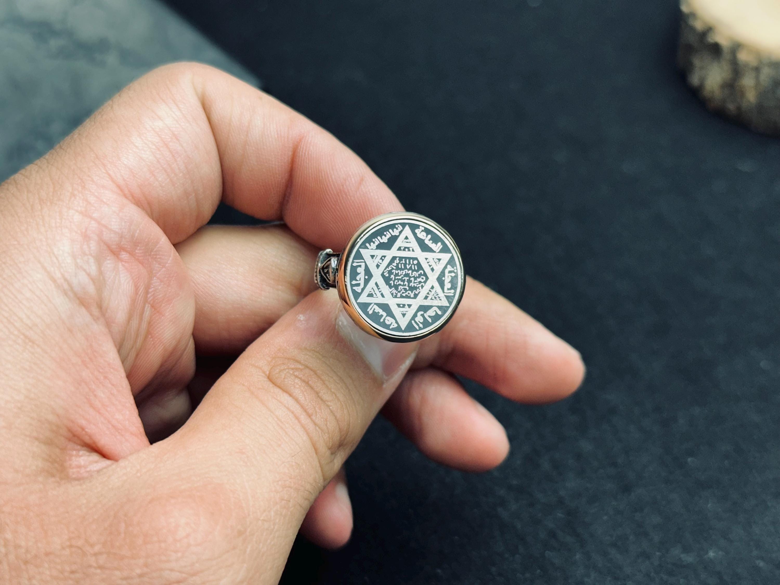 Solomon Seal Ring: Sterling Silver Islamic Talisman - Handmade Design