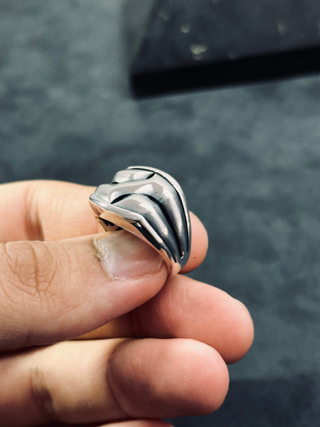 Sterling Silver Ring: Tree Bark Design - Handmade Men's Band