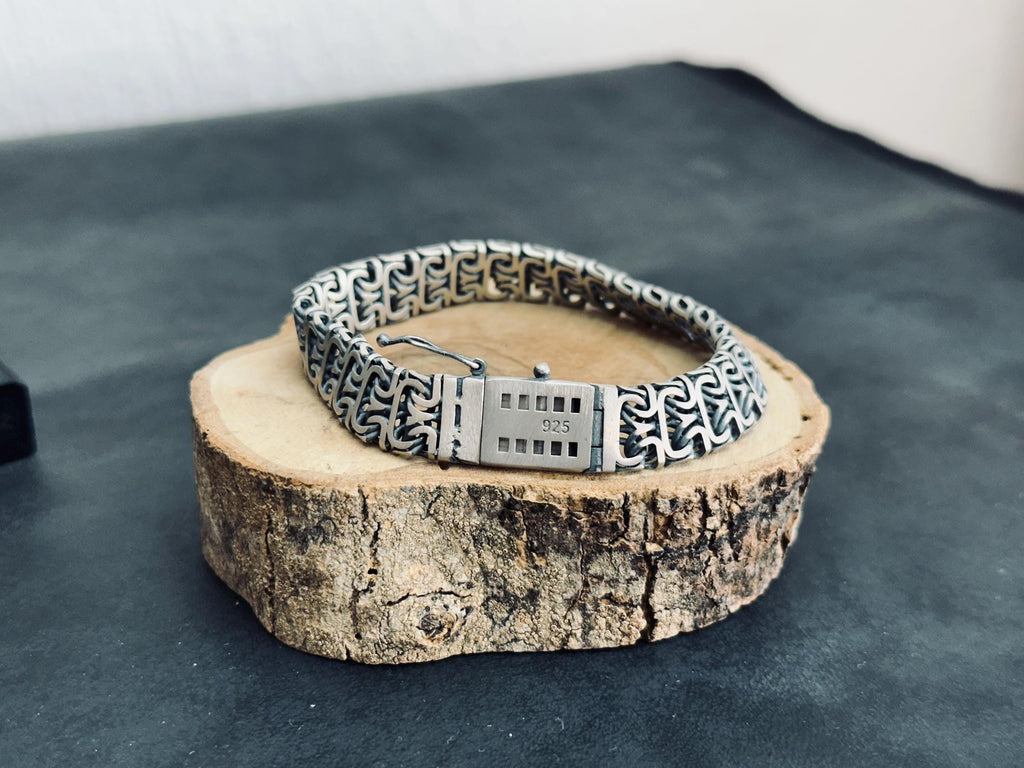 Viking Sterling Silver Bracelet - Bold Franco Link Chain for Men