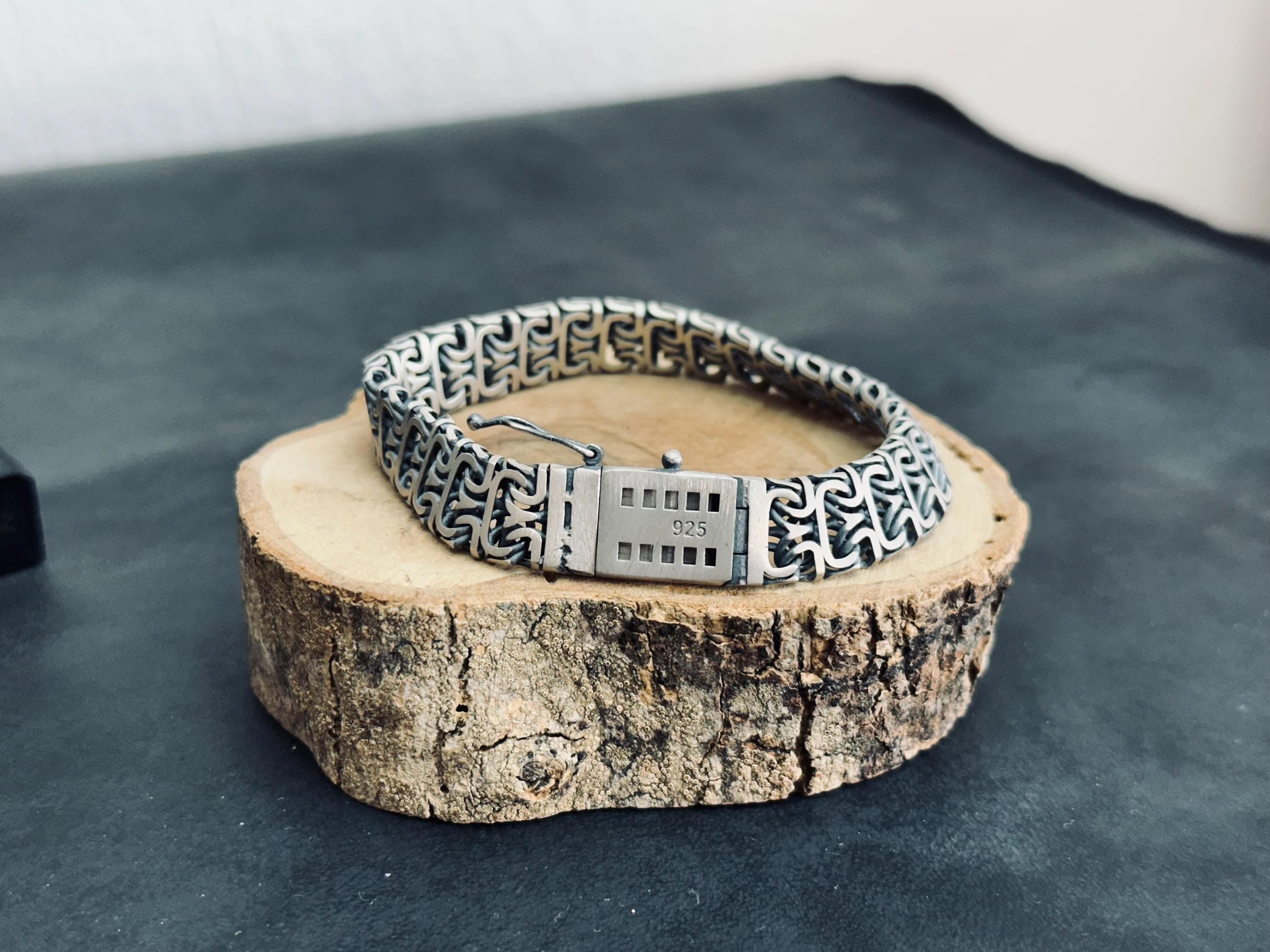 Viking Sterling Silver Bracelet - Bold Franco Link Chain for Men