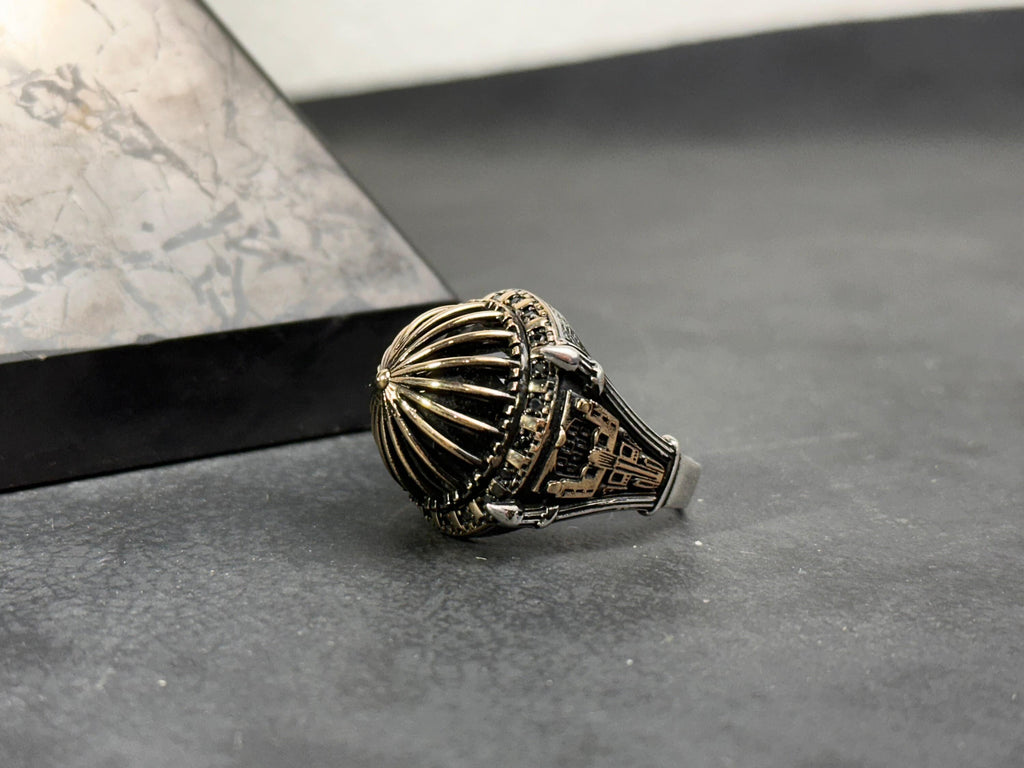 Islamic Sterling Silver Ring Al Aqsa Mosque (Oversized, Handmade)