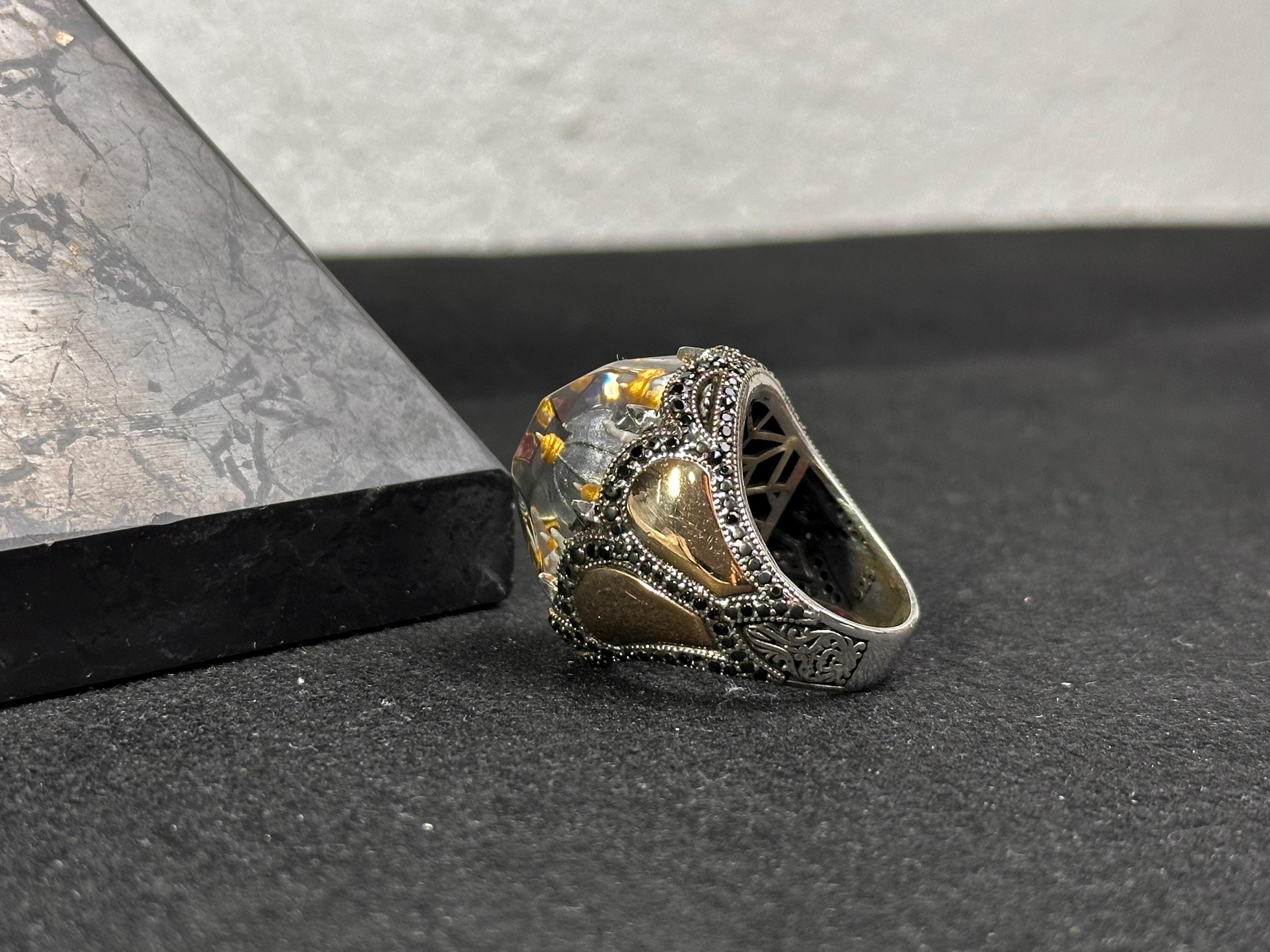 Religious Sterling Silver Mosque Ring, Handmade Bold Style (Men's Size)