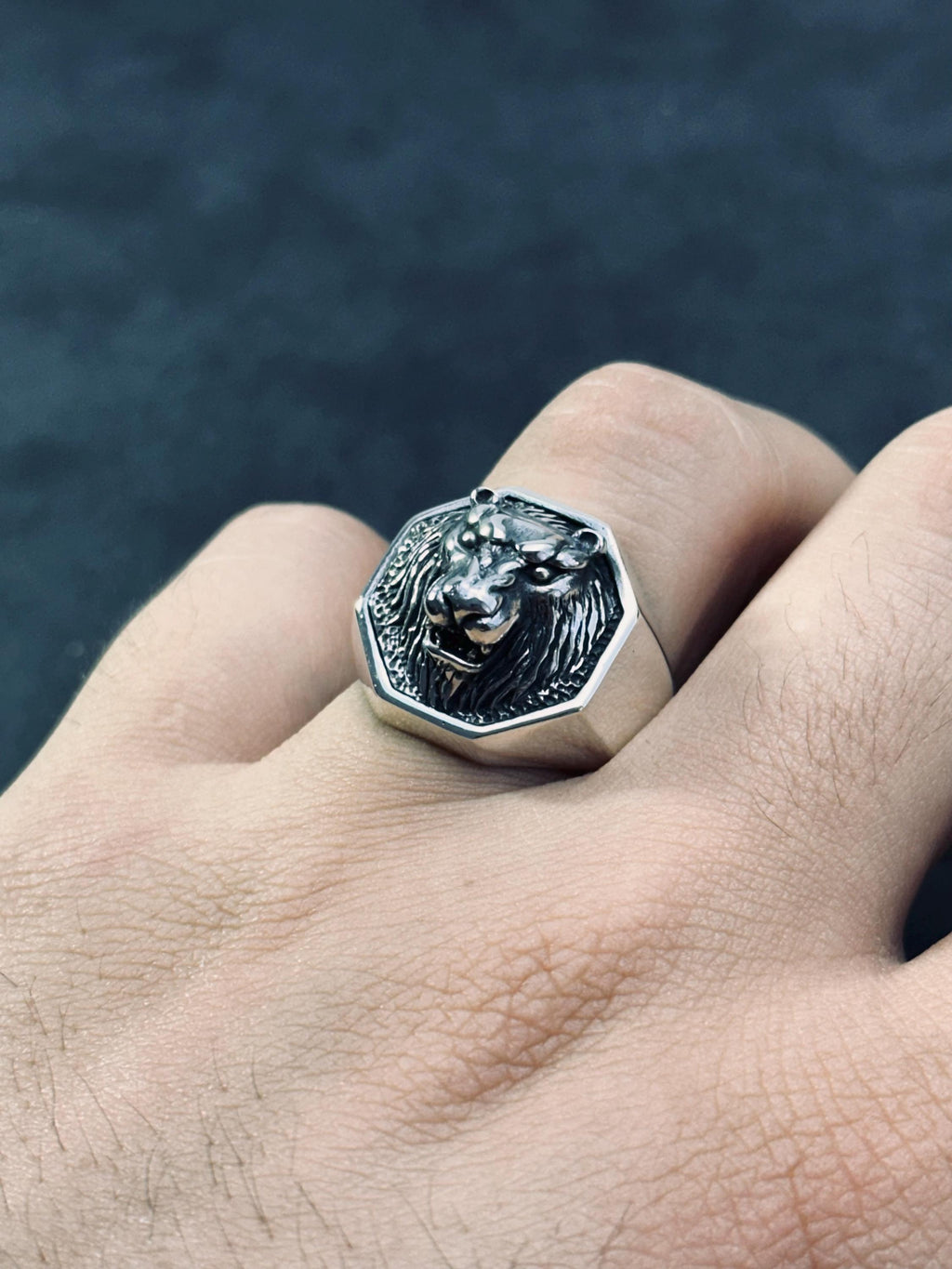 Sterling Silver Lion Ring - Majestic Engraved King of Beasts