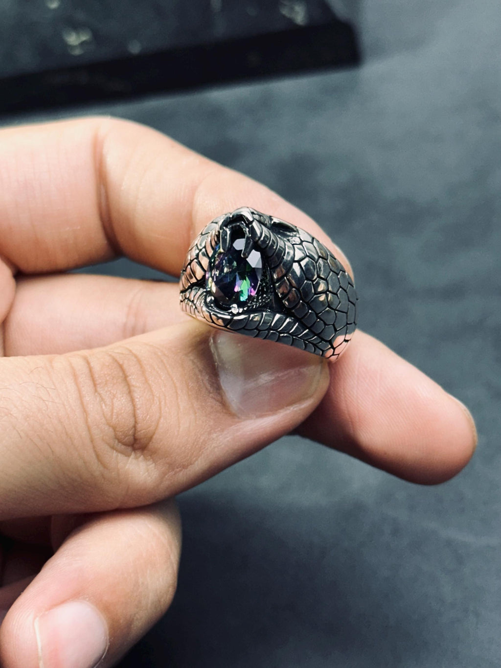 Snake Ring: Mystic Topaz Stone - Handmade Sterling Silver
