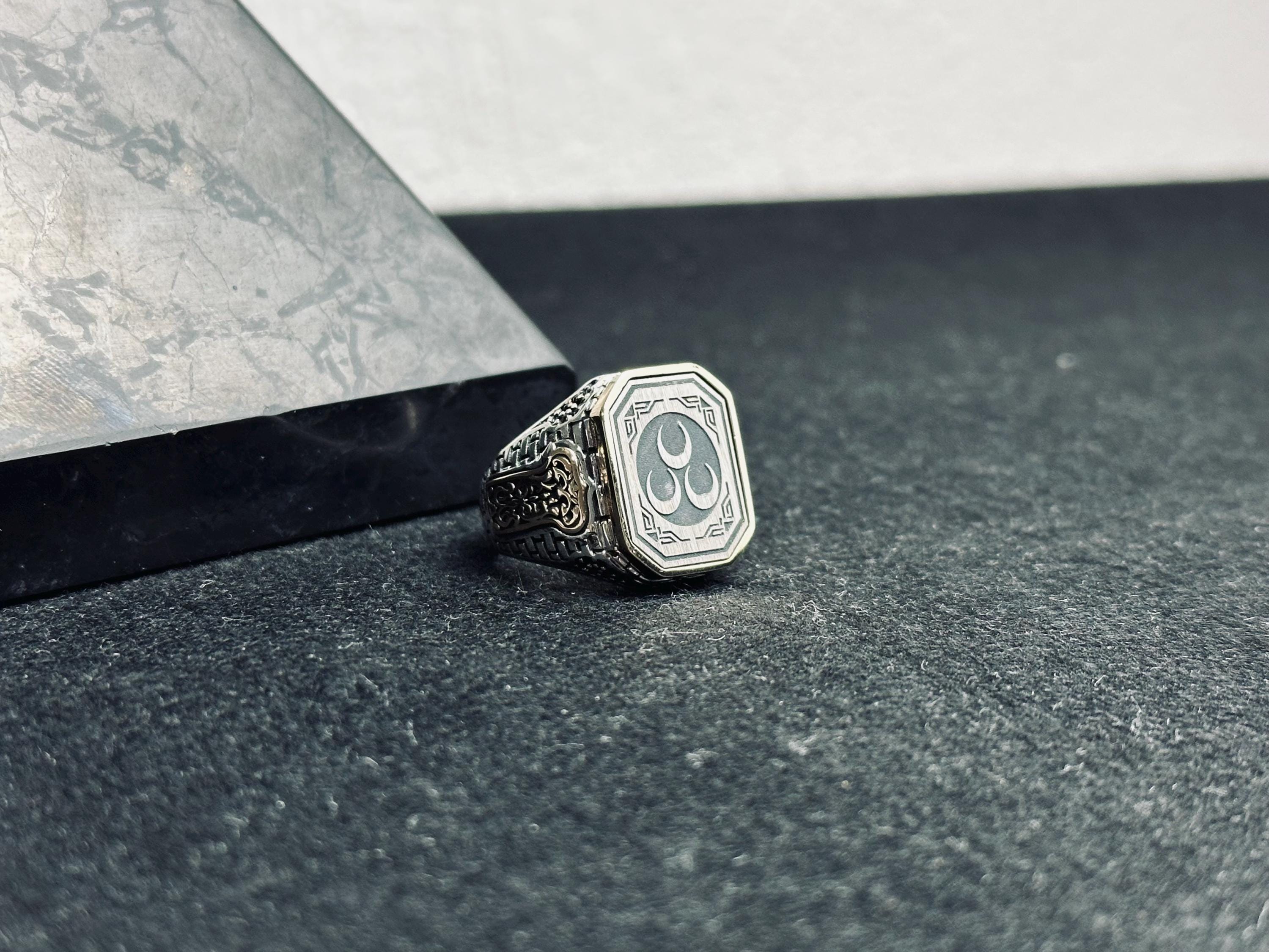 Statement Men's Ring: Turkish Crescent Design (925 Sterling Silver)