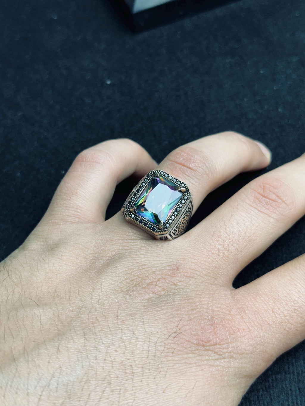 Sterling Silver Ring: Mystic Topaz Stone - Vintage Boho Jewelry
