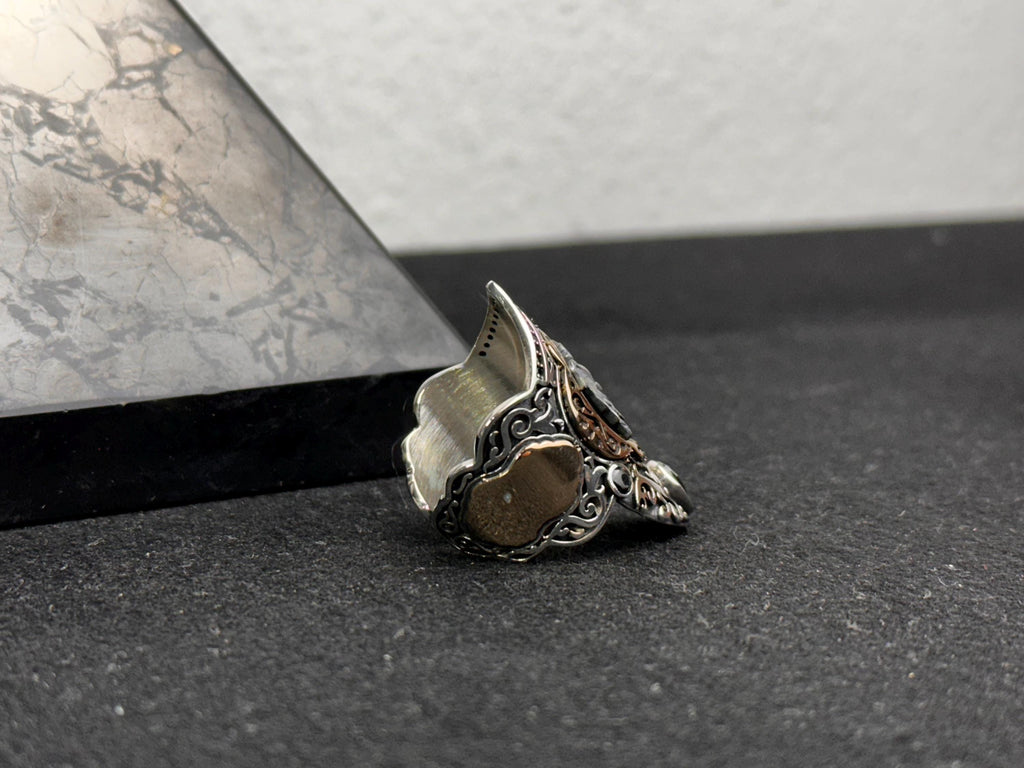 Double Headed Eagle Silver Ring, Handmade Thumb Band (Sterling 925)