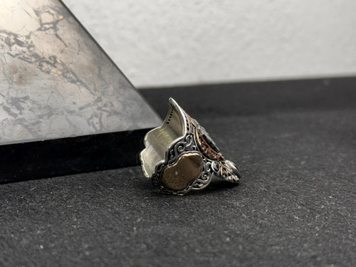 Double Headed Eagle Silver Ring, Handmade Thumb Band (Sterling 925)