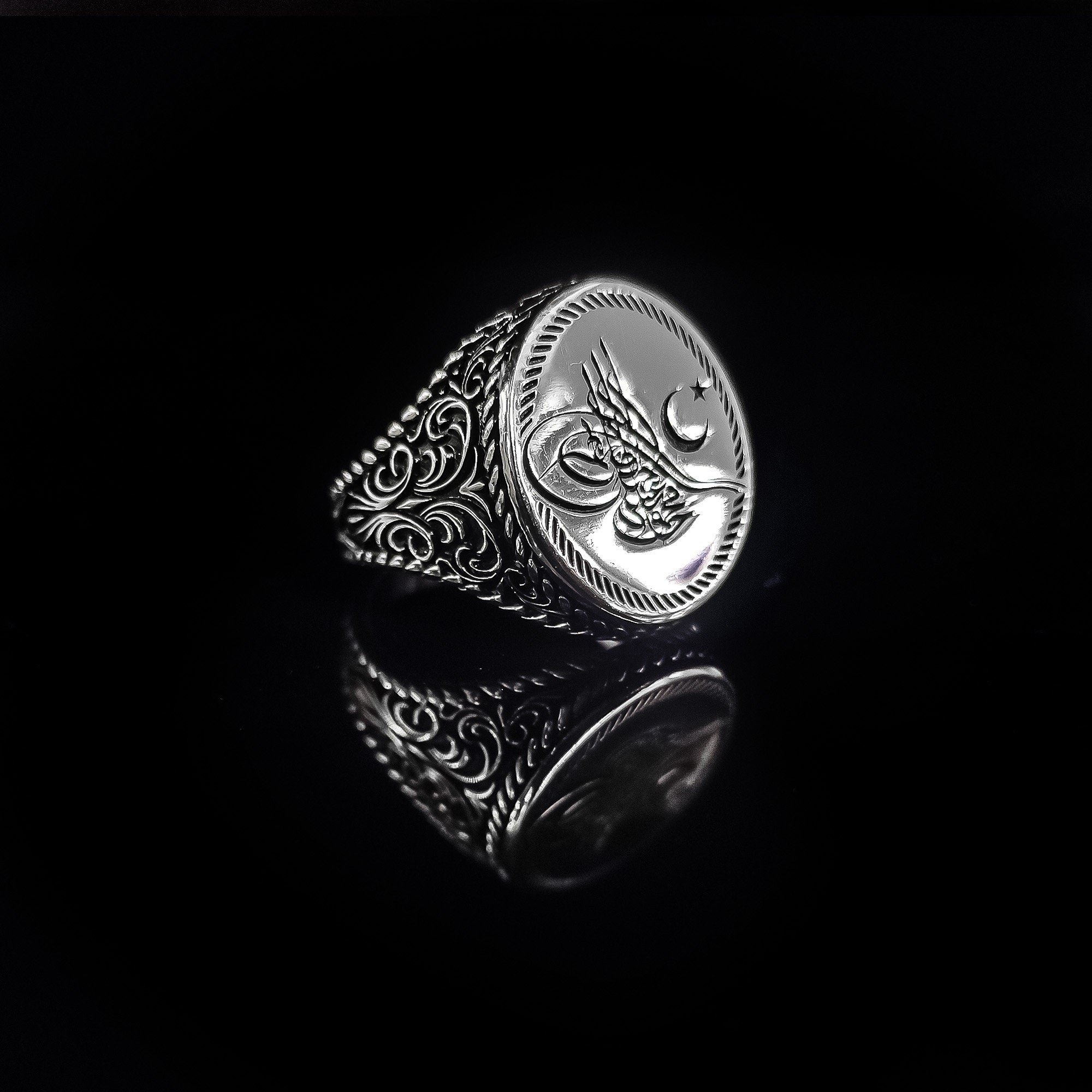 Sterling Silver Ottoman Signet Ring - Handmade Islamic Design