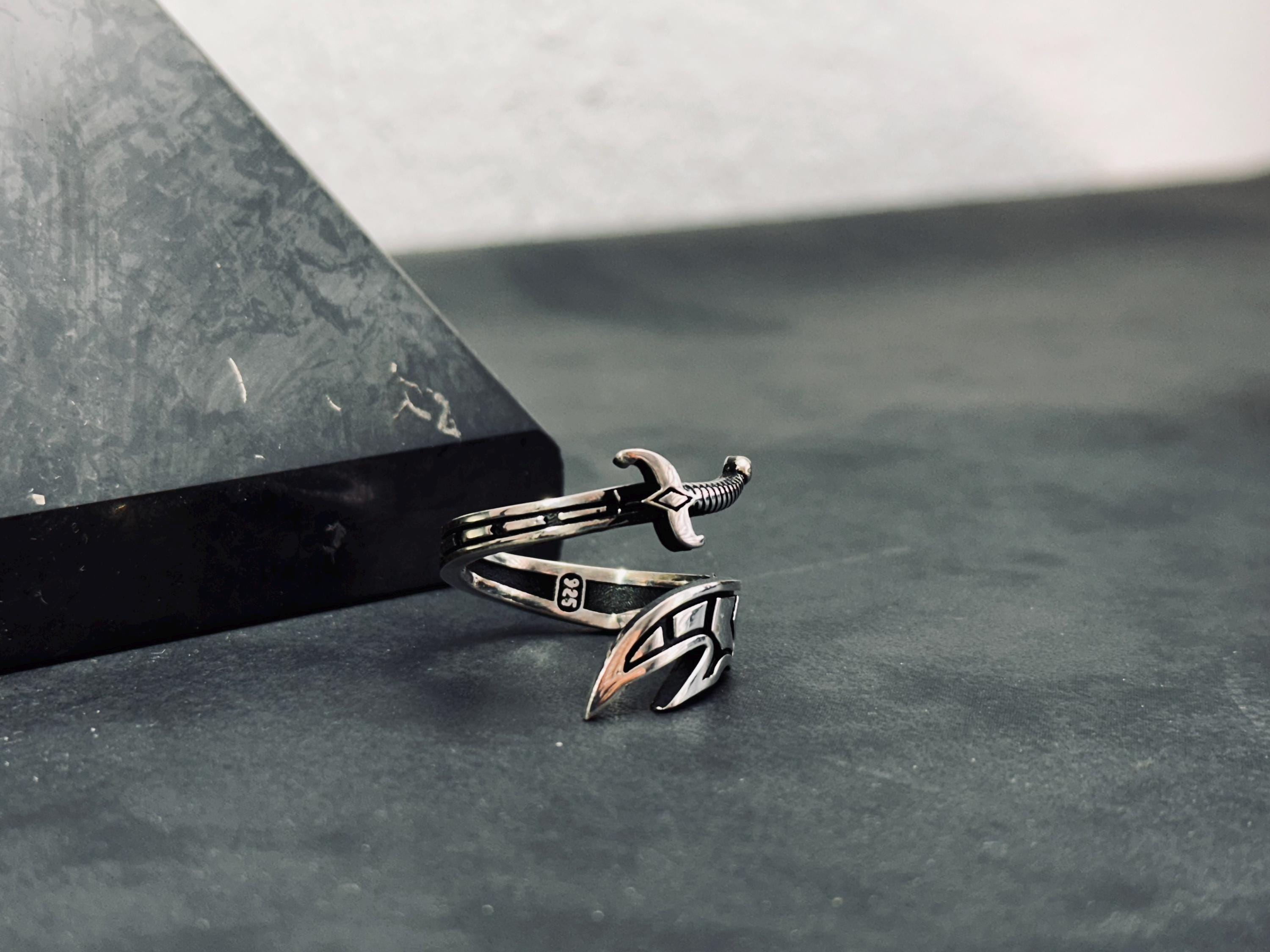 Adjustable Sword Ring: Zulfiqar Design - Sterling Silver, Handmade