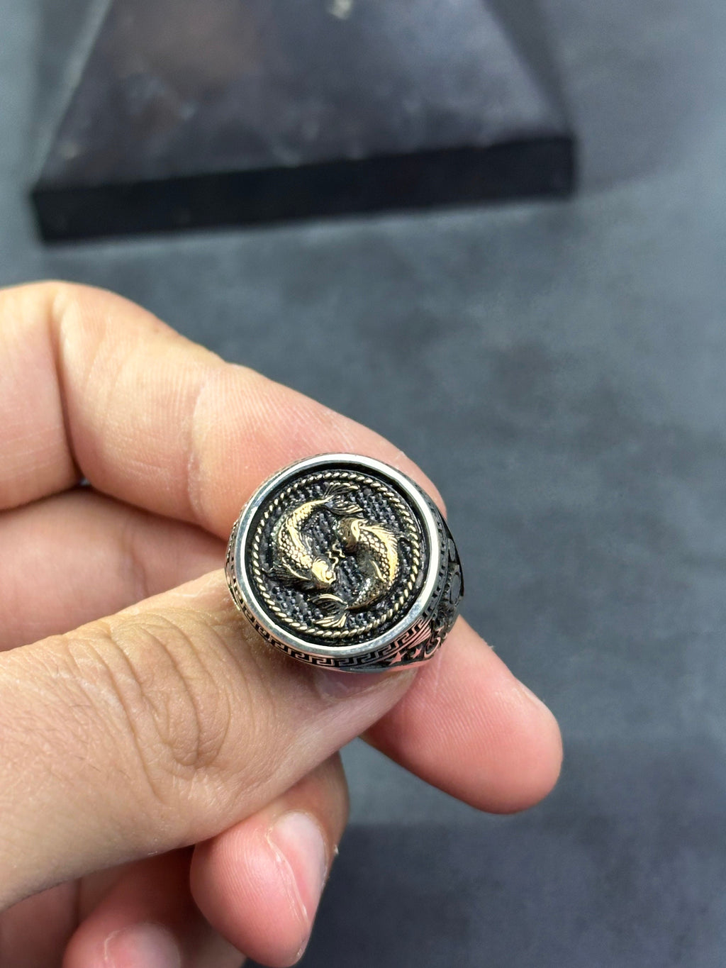 Pisces Astrology Ring, Sterling Silver, Neptune Design (Dainty Size)