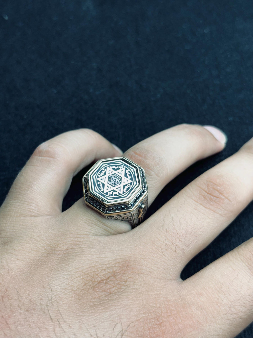 Solomon Seal Ring: Handmade Sterling Silver Octagon Statement