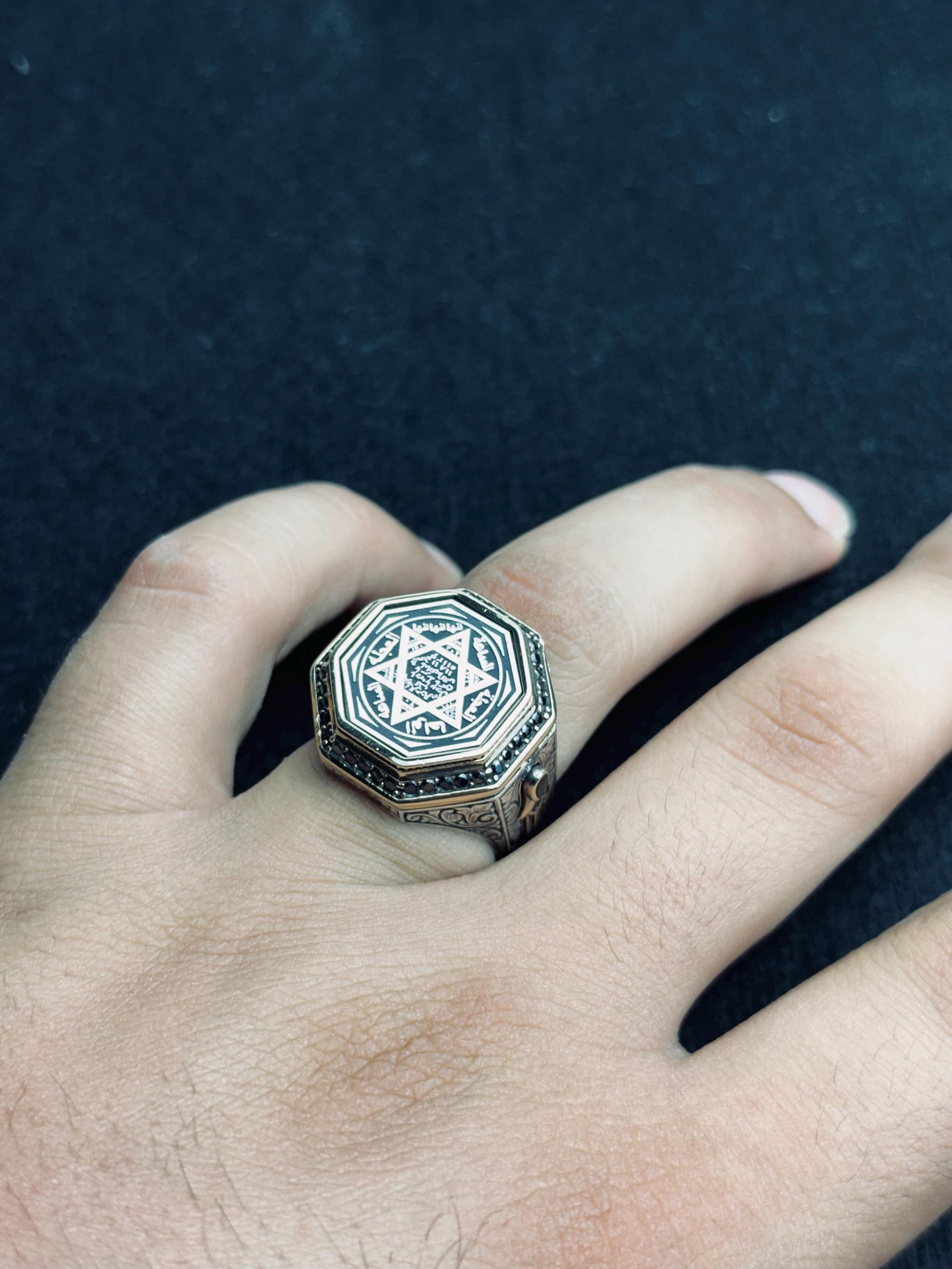 Solomon Seal Ring: Handmade Sterling Silver Octagon Statement