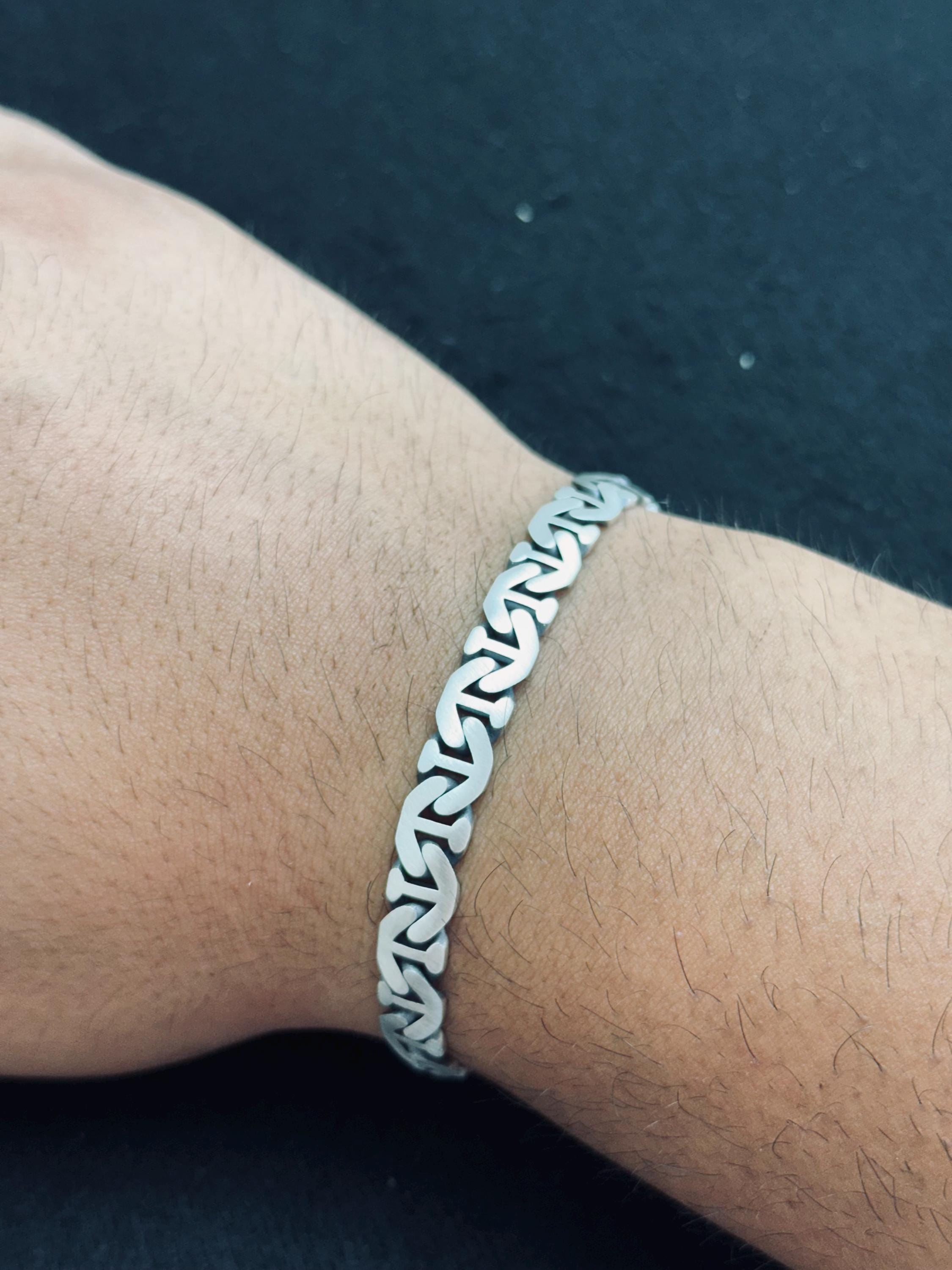 Curb Chain Bracelet: Sterling Silver Cuban Link - Handmade Style