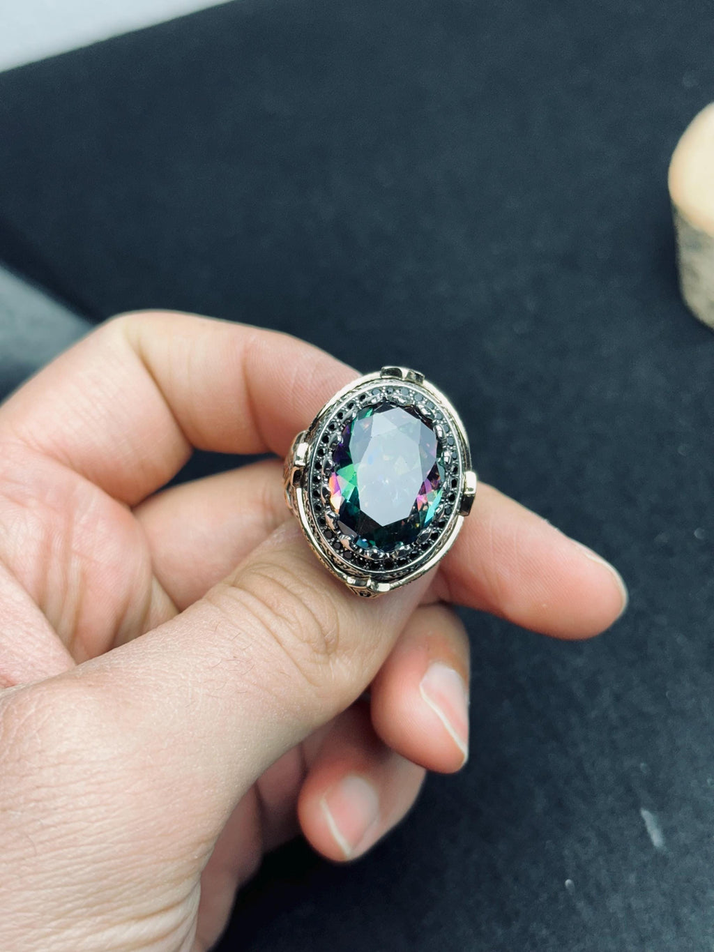Sterling Silver Mystic Topaz Ring - Handmade Statement Piece