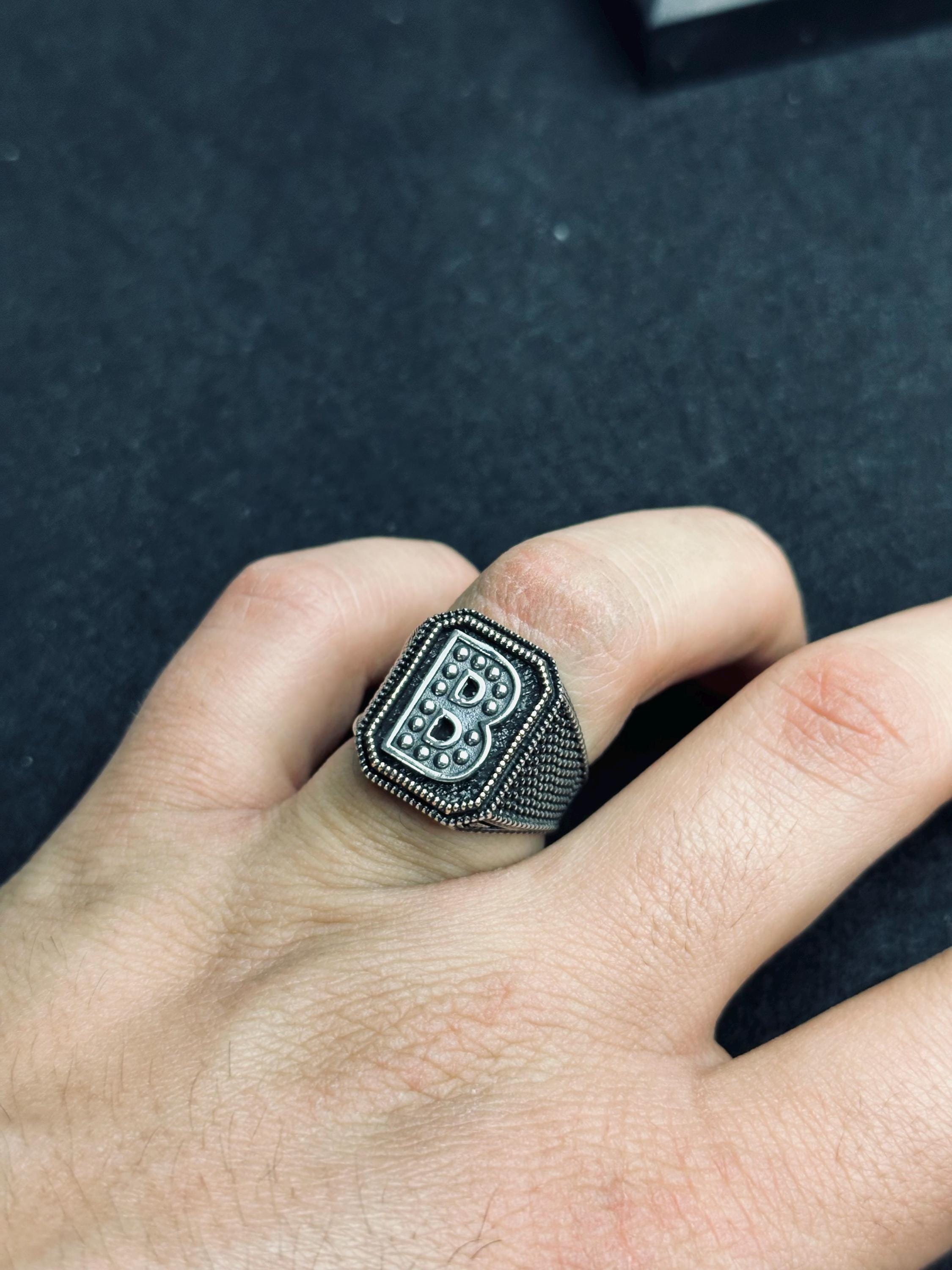 Engraved Silver Signet Ring: Personalized Initials (Men & Women)