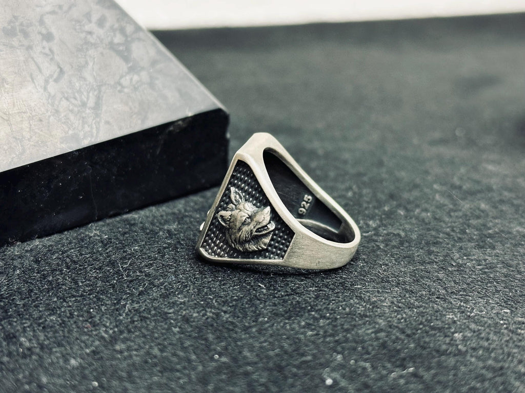 Square Eagle Ring: Sterling Silver Handmade - Patriotic Statement