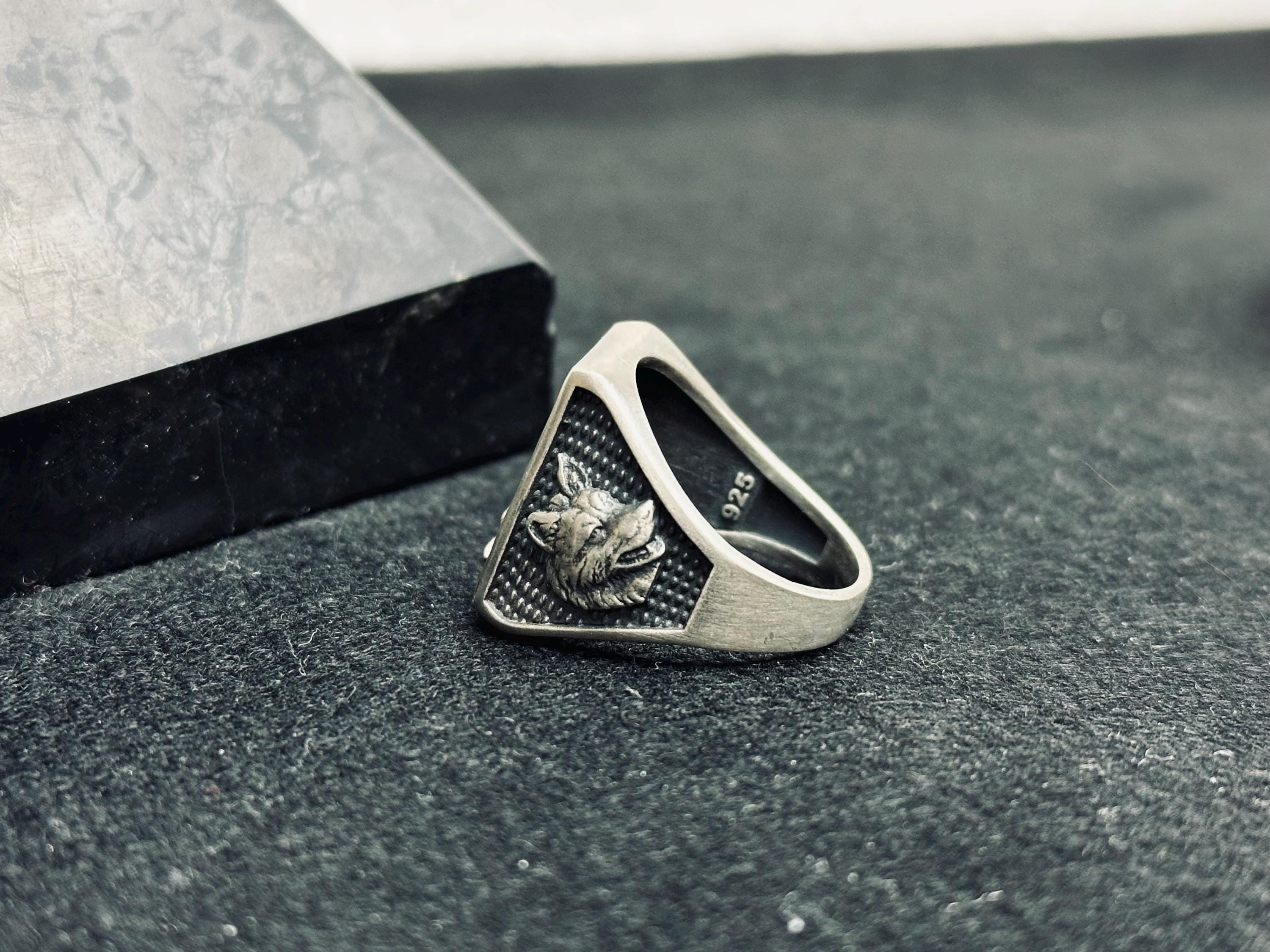 Square Eagle Ring: Sterling Silver Handmade - Patriotic Statement