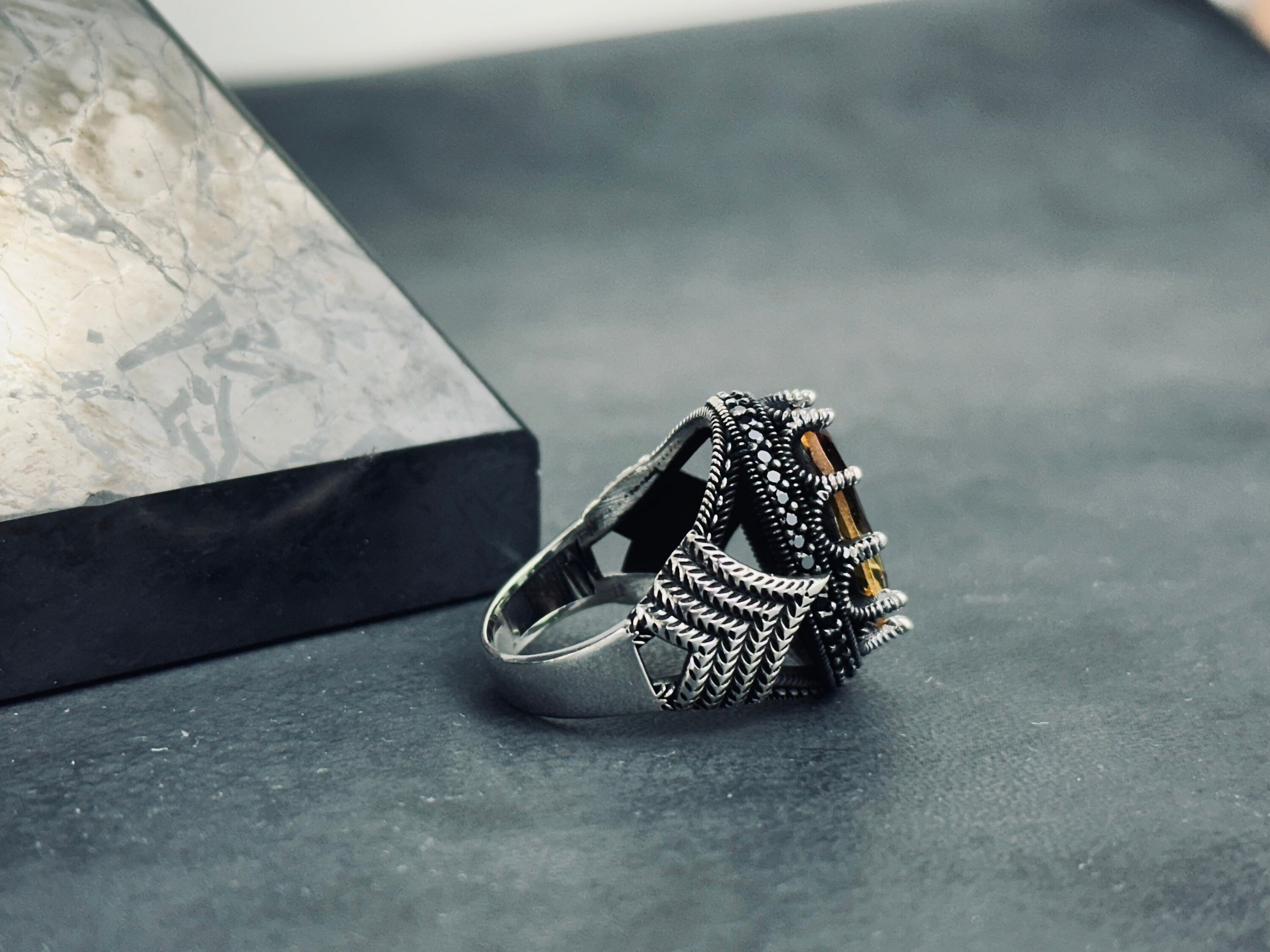 Majestic King Crown Ring - Artisanal Diaspore Gemstone
