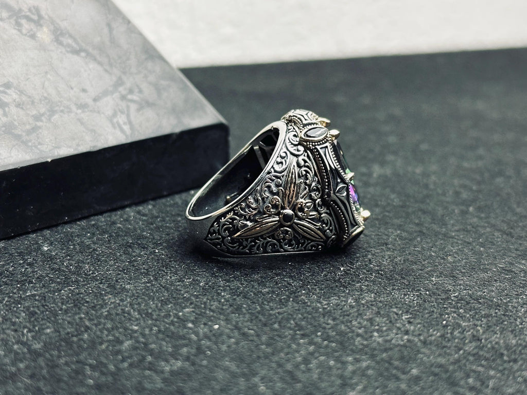 Mystic Topaz Ring: Bold Handmade Jewelry (Turkish 925 Silver)